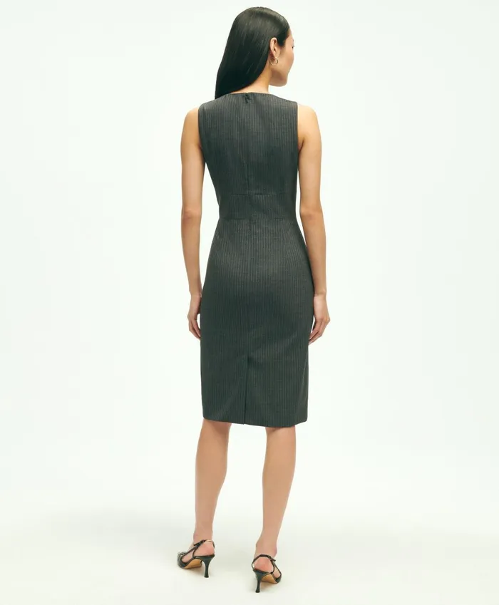 Dresses Women Brooks Brothers Sleeveless Stretch Wool Pinstripe Sheath Dress Grey