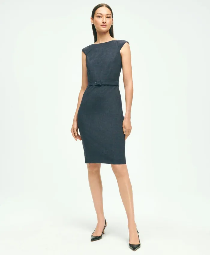 Dresses Women Brooks Brothers Stretch Wool Glenn Plaid Sheath Dress Navy