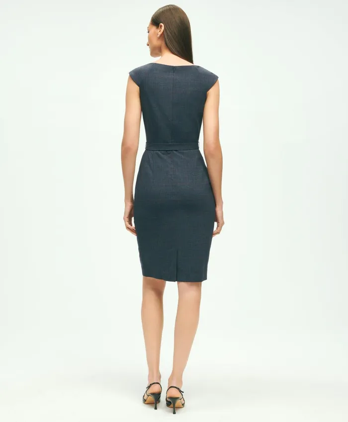 Dresses Women Brooks Brothers Stretch Wool Glenn Plaid Sheath Dress Navy