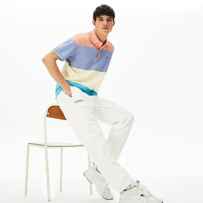 Elastic Waistband Trackpants White Mens Lacoste Pants and Shorts Popular