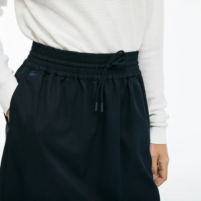Elasticized Waist Flowing Stretch Wool Knit Skirt Green Womens Lacoste Dresses and Skirts Online Outlet Store
