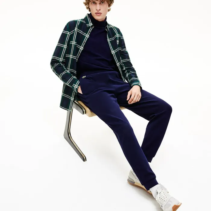 Elasticized Waistband Piqu Fleece Sweatpants Navy Blue Mens Lacoste Tracksuits On Sale