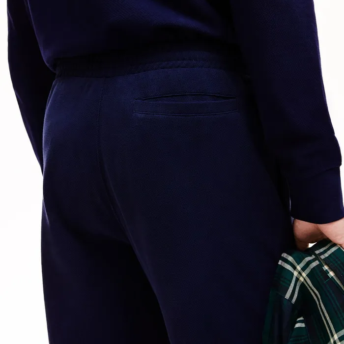Elasticized Waistband Piqu Fleece Sweatpants Navy Blue Mens Lacoste Tracksuits On Sale