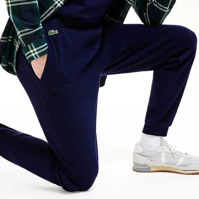 Elasticized Waistband Piqu Fleece Sweatpants Navy Blue Mens Lacoste Tracksuits On Sale