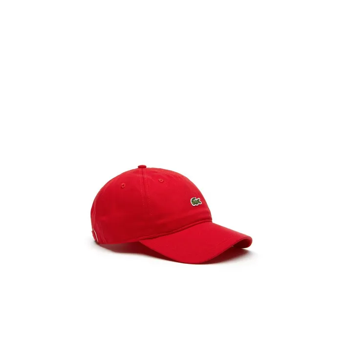 Embroidered Crocodile Cotton Cap Red Mens Lacoste Caps and Hats Cheap On Sale