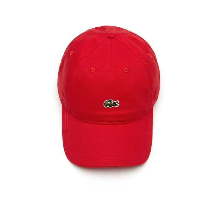 Embroidered Crocodile Cotton Cap Red Mens Lacoste Caps and Hats Cheap On Sale