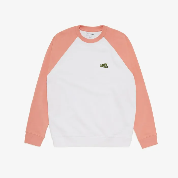 Embroidered Logo Regular Fit Sweatshirt WhitePink Mens Lacoste Sweatshirts Store