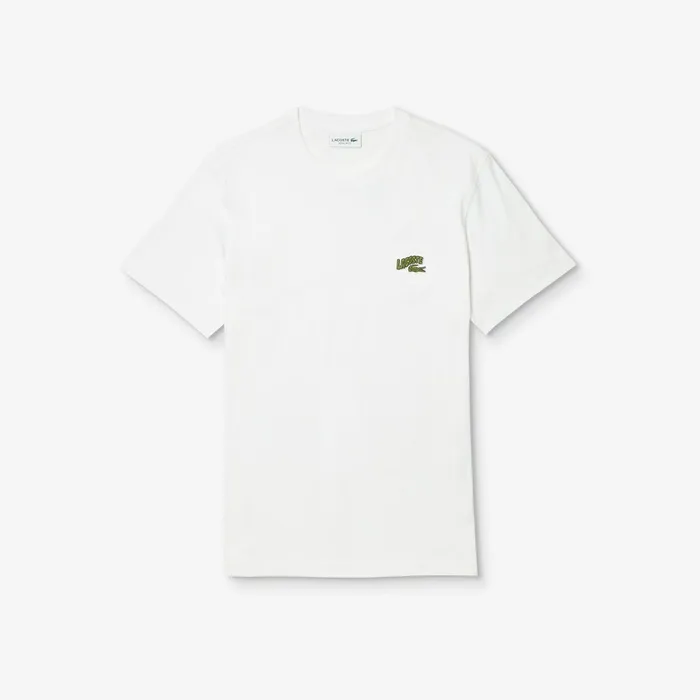 Embroidered Logo Regular Fit Tshirt White Mens Lacoste TShirts Store