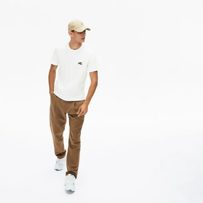 Embroidered Logo Regular Fit Tshirt White Mens Lacoste TShirts Store