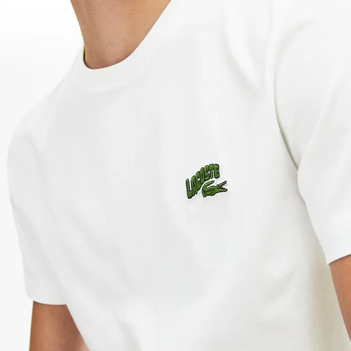Embroidered Logo Regular Fit Tshirt White Mens Lacoste TShirts Store