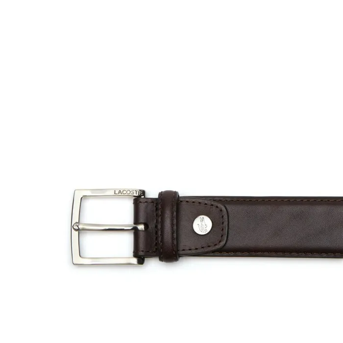 Engraved Tongue Buckle Leather Belt Brown Mens Lacoste Belts Cheap On Sale