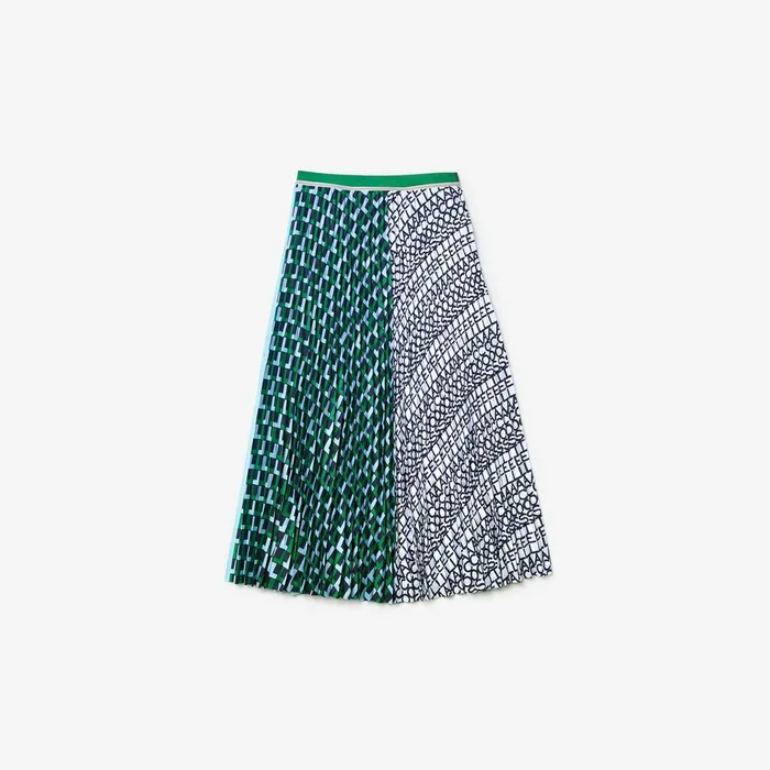 Fashion Show Asymetrical Printed Skirt GreenLight BlueNavy BlueWhite Womens Lacoste Dresses and Skirts Online