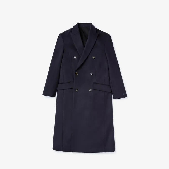 Fashion Show DoubleBreasted Coat Navy Blue Mens Lacoste Jackets and Coats Online Outlet Store