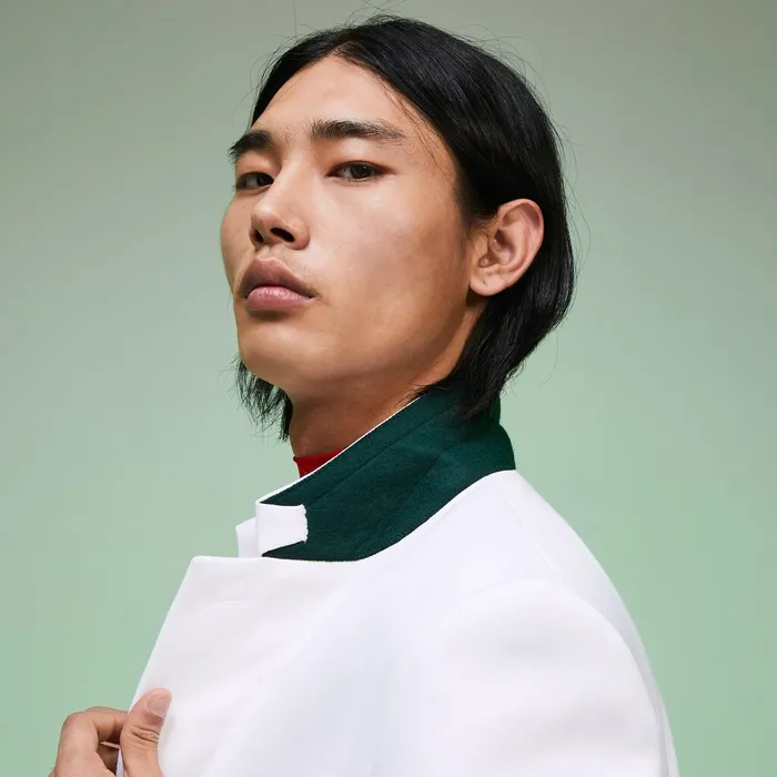 Fashion Show Solid Blazer with Chest Pocket White Mens Lacoste Jackets and Coats Store