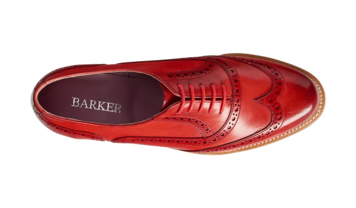 Fearne 8211 Red Hand Painted Womens Barker Shoes Brogues