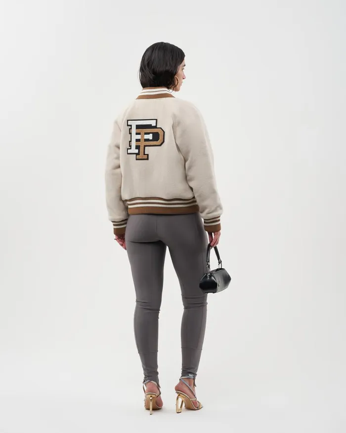 Female Varsity Jacket Off White Beige Women Filling Pieces Coats and Jackets