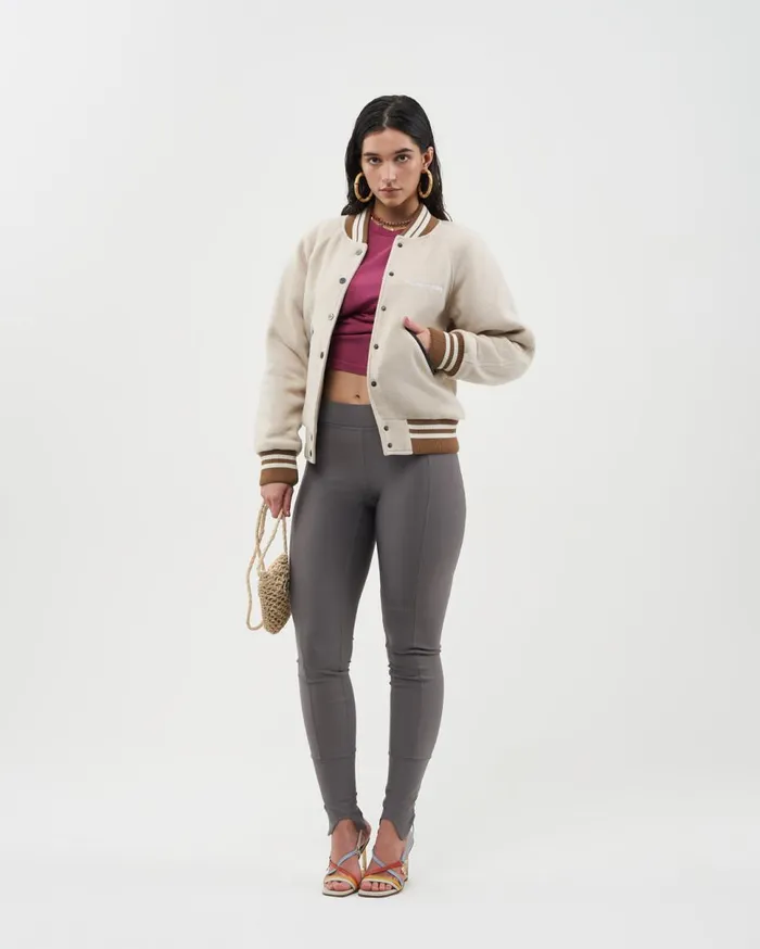 Female Varsity Jacket Off White Beige Women Filling Pieces Coats and Jackets