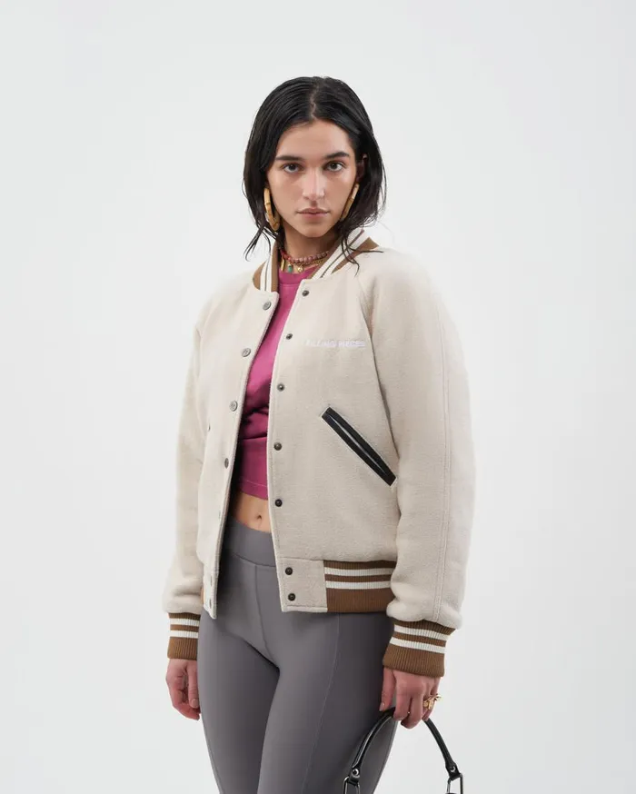 Female Varsity Jacket Off White Beige Women Filling Pieces Coats and Jackets