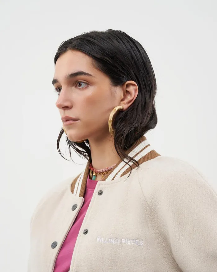 Female Varsity Jacket Off White Beige Women Filling Pieces Coats and Jackets