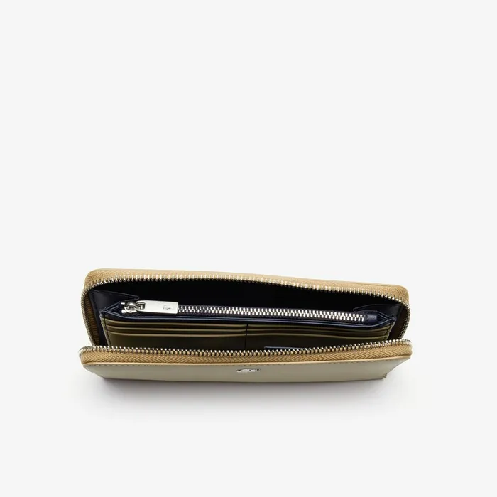 Fitzgerald Zip Colorblock Leather 6 Card Wallet Cornstalk Ebony Peacoat Mens Lacoste Small Leather Goods For Sale