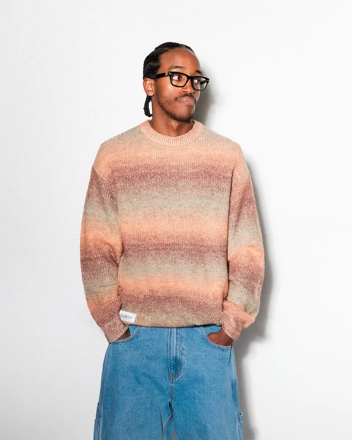 Fleece Men Butter Goods Beams Knit Sweater Ochre
