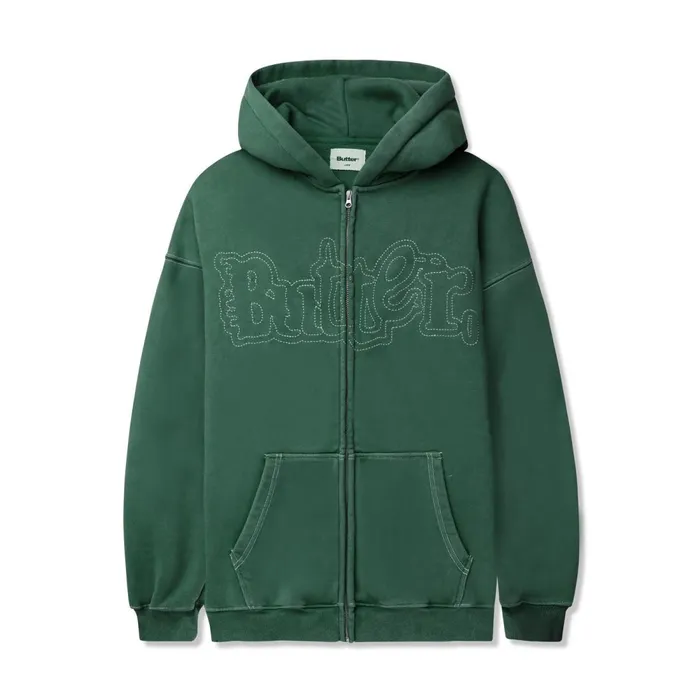 Fleece Men Butter Goods Breakdown ZipThru Hood Washed Fern