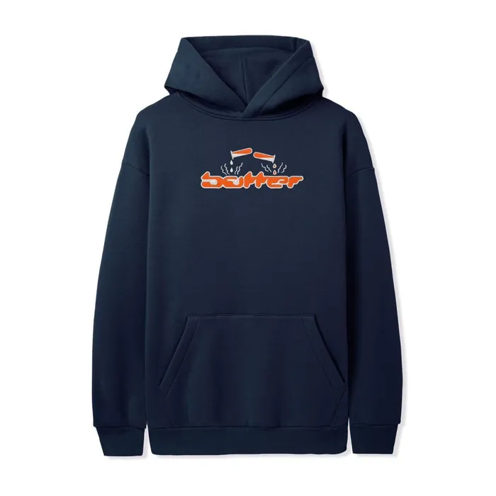 Fleece Men Butter Goods Corrosive Applique Pullover Hood Navy