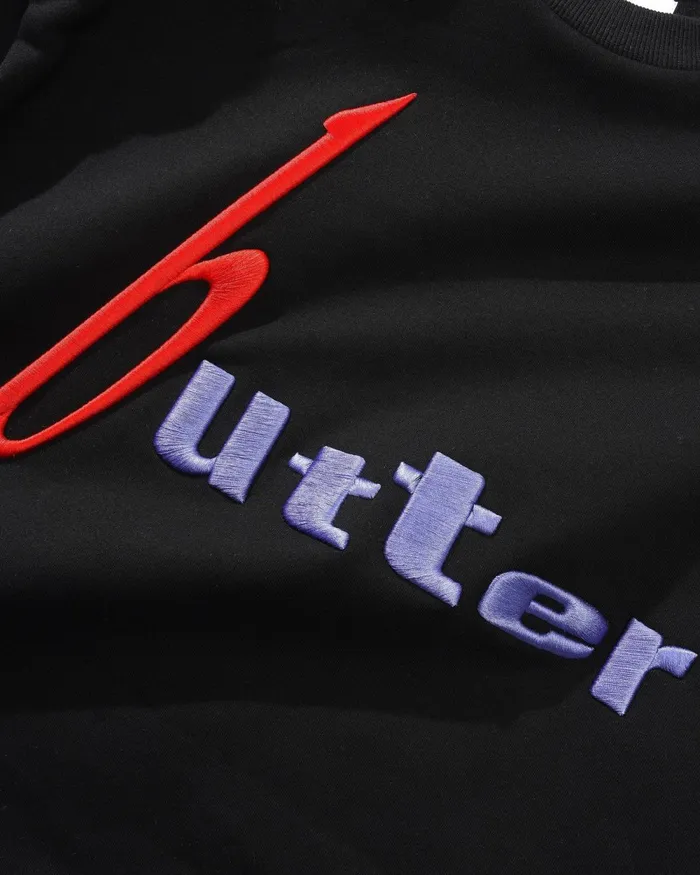 Fleece Men Butter Goods Device Crewneck Black Fleece Men Butter Goods Device Crewneck Black