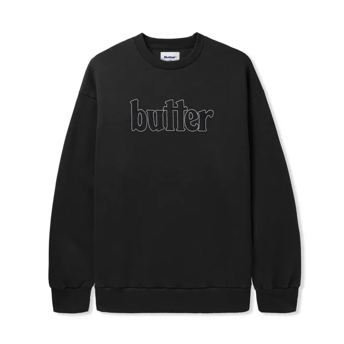 Fleece Men Butter Goods Fleece Applique Crewneck Black