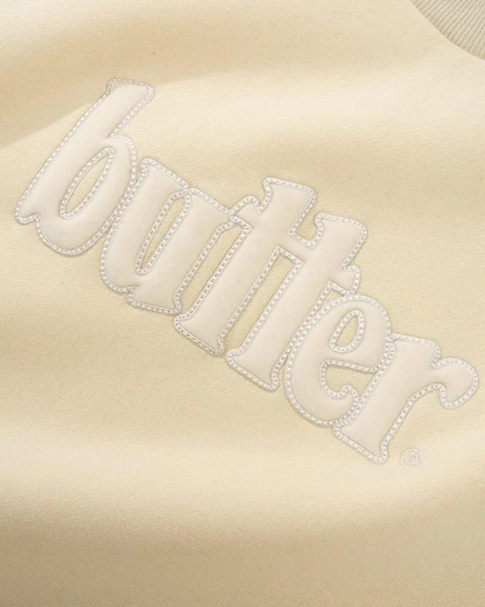 Fleece Men Butter Goods Fleece Applique Crewneck Cream Fleece Men Butter Goods Fleece Applique Crewneck Cream