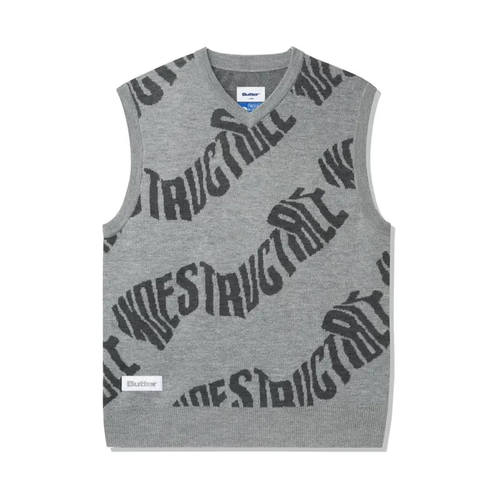Fleece Men Butter Goods Indestructible Knitted Vest Heather Grey
