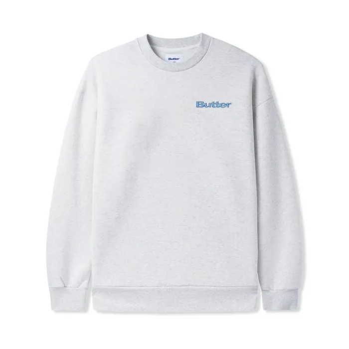 Fleece Men Butter Goods Internationale Embroidered Crewneck Ash