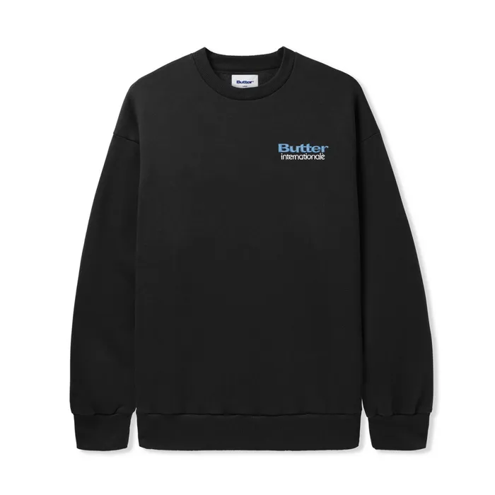 Fleece Men Butter Goods Internationale Embroidered Crewneck Black