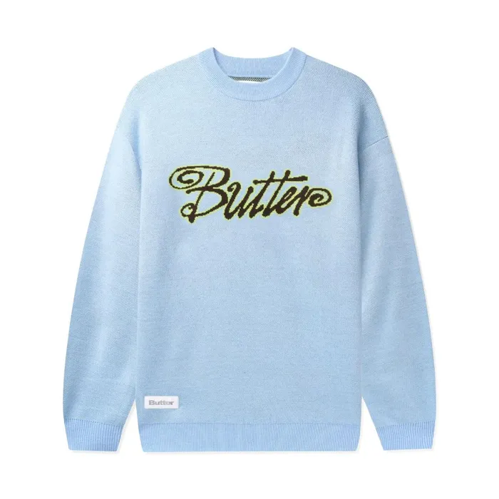 Fleece Men Butter Goods Jive Knit Sweater Lake Blue