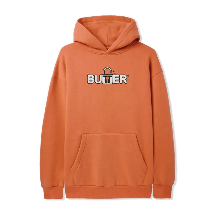 Fleece Men Butter Goods Lock Pullover Hood Washed Orange