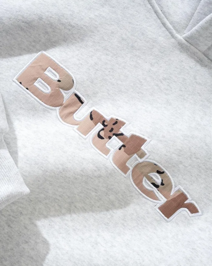 Fleece Men Butter Goods Logo Camo Applique Pullover Hood Ash Fleece Men Butter Goods Logo Camo Applique Pullover Hood Ash
