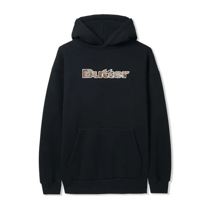 Fleece Men Butter Goods Logo Camo Applique Pullover Hood Black