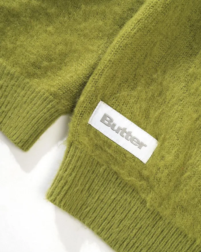 Fleece Men Butter Goods Mohair Button Up Knitted Shirt Moss Fleece Men Butter Goods Mohair Button Up Knitted Shirt Moss