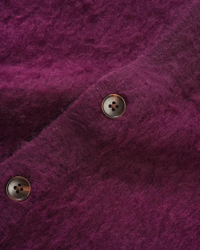 Fleece Men Butter Goods Mohair Button Up Knitted Shirt Port