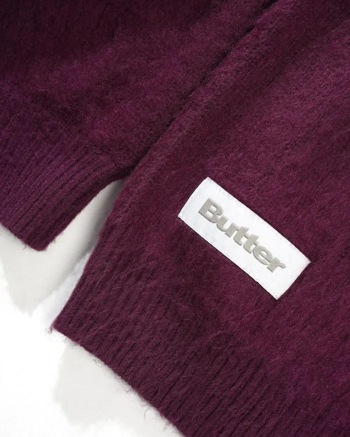 Fleece Men Butter Goods Mohair Button Up Knitted Shirt Port