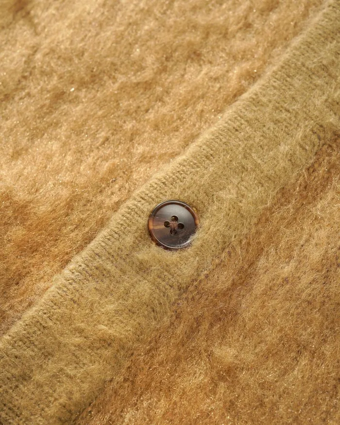 Fleece Men Butter Goods Mohair Button Up Knitted Shirt Tan Fleece Men Butter Goods Mohair Button Up Knitted Shirt Tan