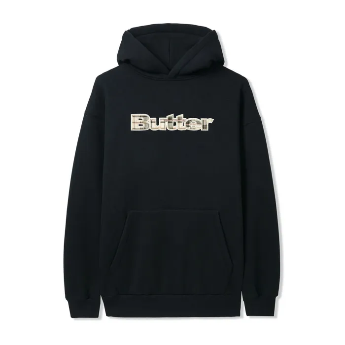 Fleece Men Butter Goods Plaid Applique Pullover Hood Black
