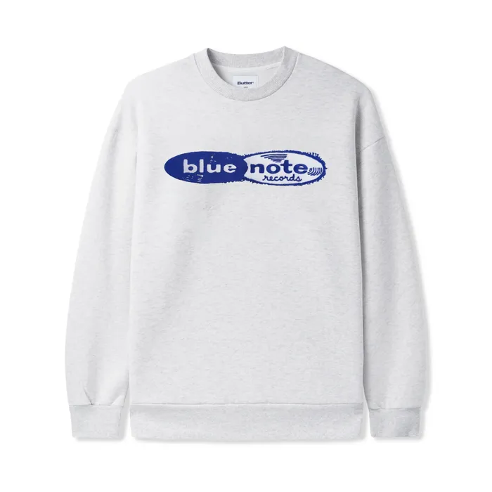 Fleece Men Butter Goods Records Logo Felt Applique Crewneck Ash