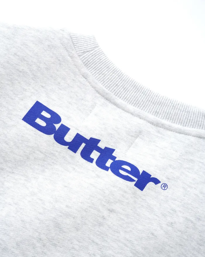 Fleece Men Butter Goods Records Logo Felt Applique Crewneck Ash Fleece Men Butter Goods Records Logo Felt Applique Crewneck Ash
