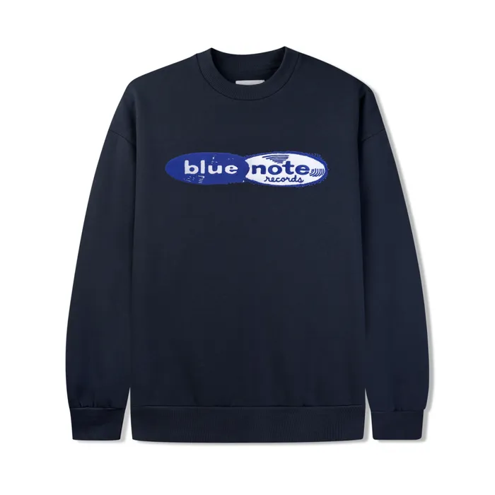 Fleece Men Butter Goods Records Logo Felt Applique Crewneck Navy