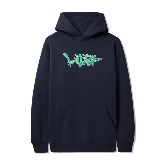Fleece Men Butter Goods Scratch Applique Pullover Hood Deep Navy