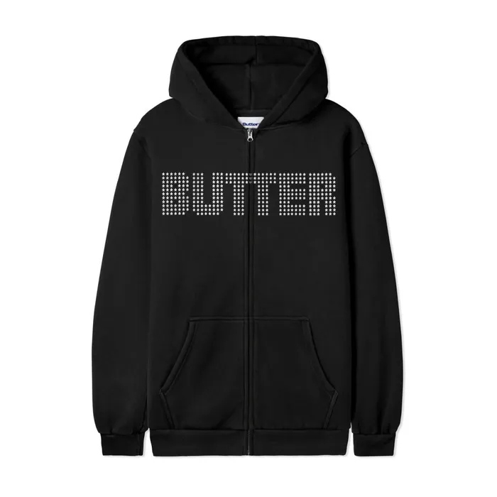 Fleece Men Butter Goods Stars ZipThru Hood Black