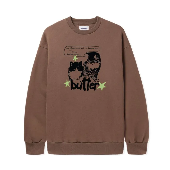 Fleece Men Butter Goods Upside Down Crewneck Washed Wood