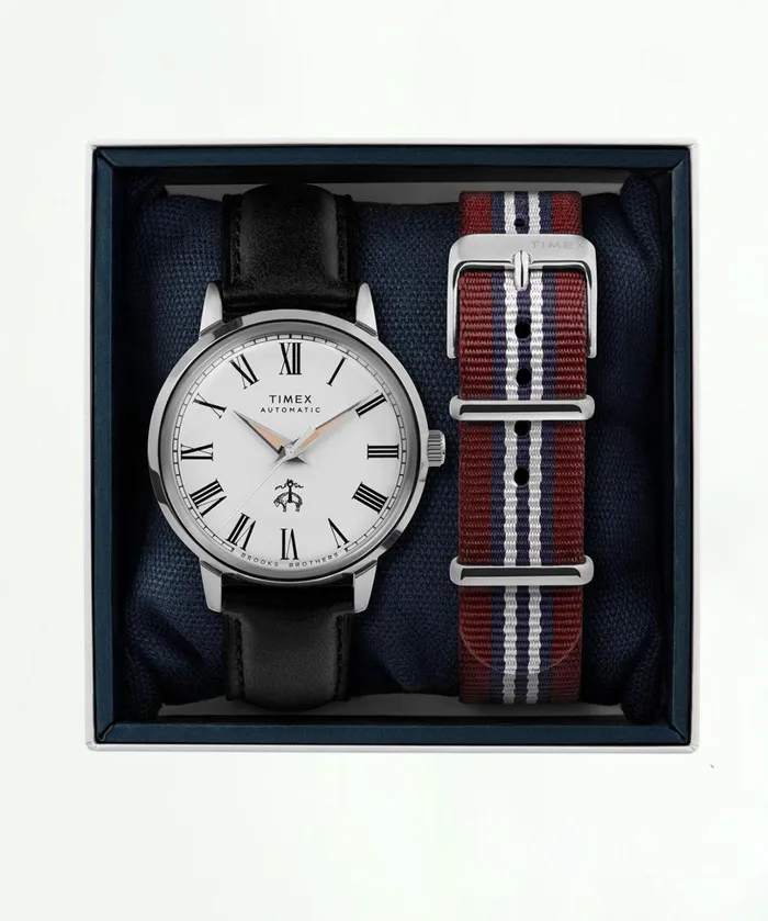 Fragrance andamp Gifts Men Brooks Brothers Brooks Brothers X Timex Marlin Automatic SilverTone Silvertone