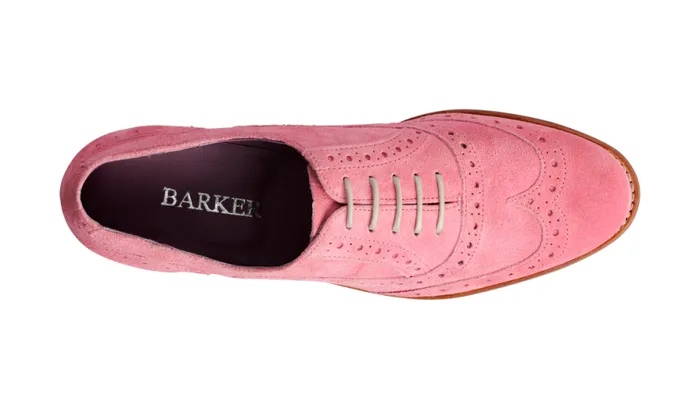 Freya 8211 Pink Suede Womens Barker Shoes Brogues